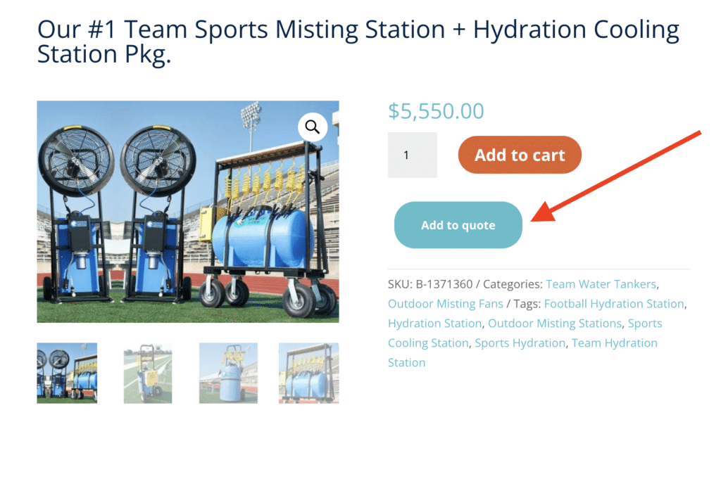 hydration & misting fan package with add to quote arrow