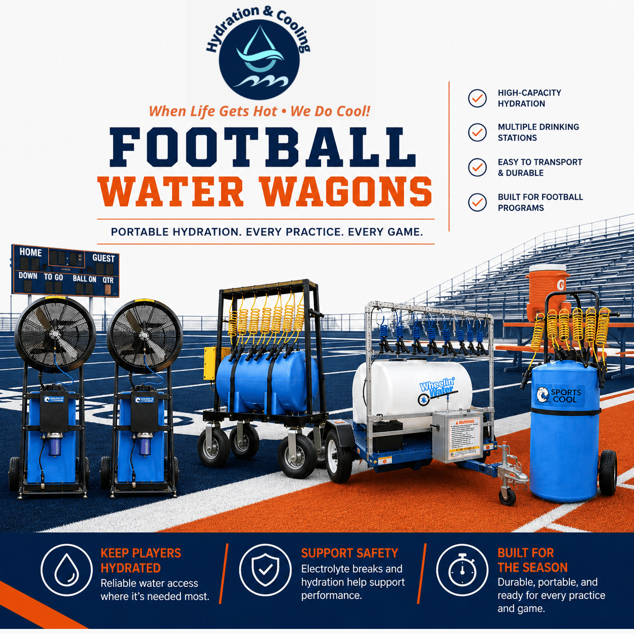 Football Water Wagons Portable Hydration Systems